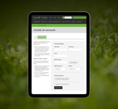 image of android screen displaying create an account webpage
